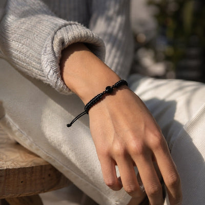 Personalisiertes Fotoband-Armband, Kordel und Edelstahl, Modell Cielo
