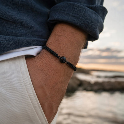 Personalisiertes Fotoband-Armband, Kordel und Edelstahl, Modell Cielo