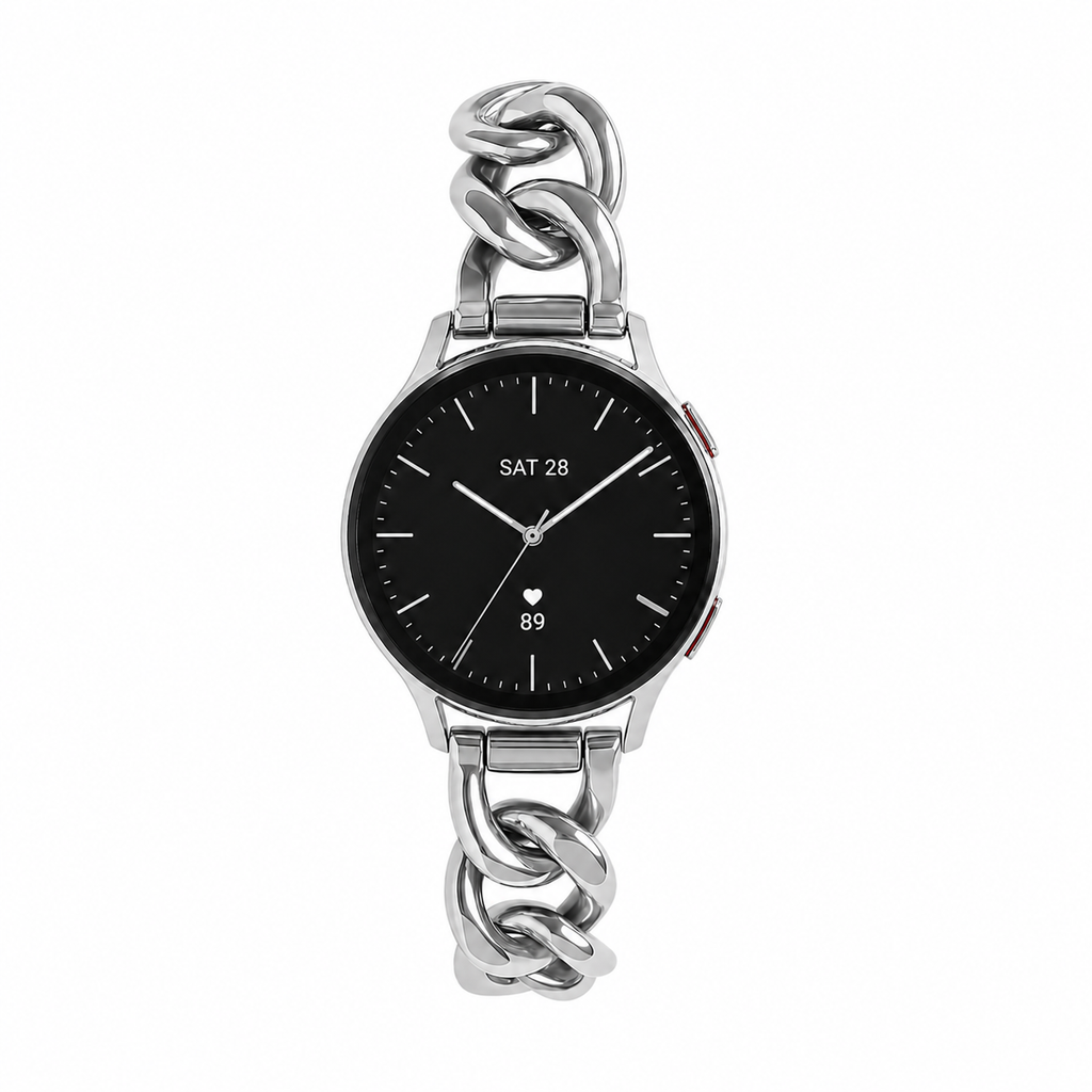 Bracelet femme pour smartwatch, maille gourmette élégante, maillons amovibles, compatible Samsung / Ice Watch / Garmin / Huawei / Honor / Amazfit / Xiaomi, modèle Ciza