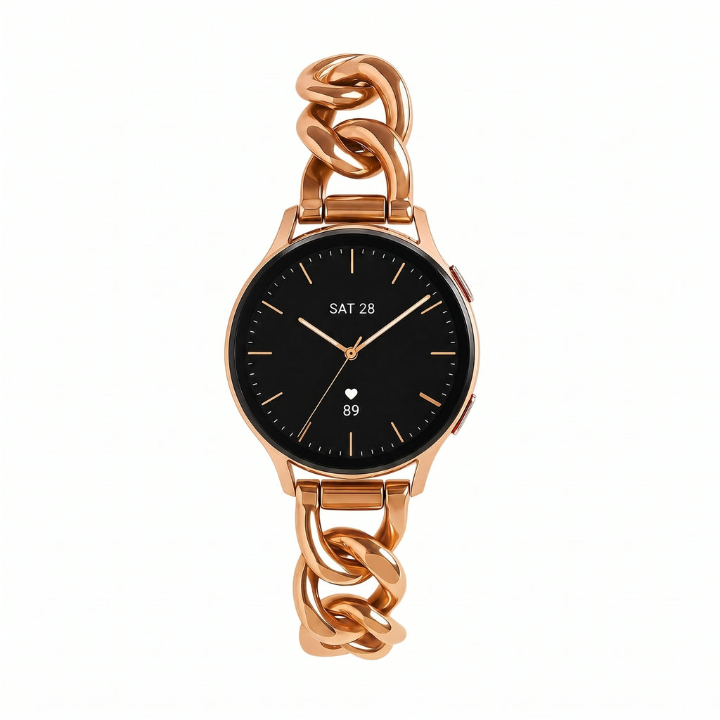 Bracelet femme pour smartwatch, maille gourmette élégante, maillons amovibles, compatible Samsung / Ice Watch / Garmin / Huawei / Honor / Amazfit / Xiaomi, modèle Ciza