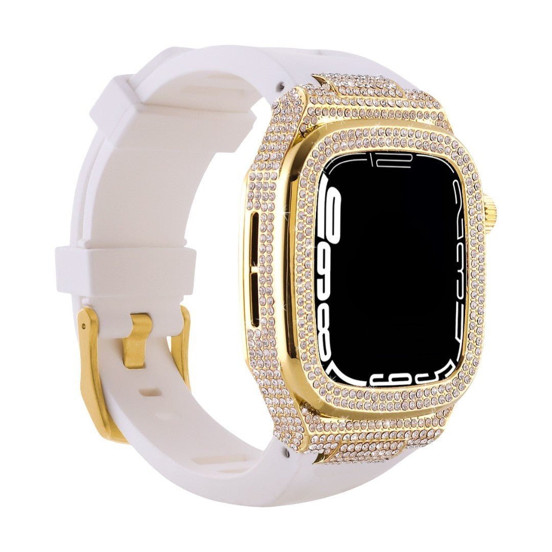 Πλήρης λαμπερή θήκη Apple Watch, βραχιόλι σιλικόνης με στρας, συμβατό με 44/45/46mm, μοντέλο Svara