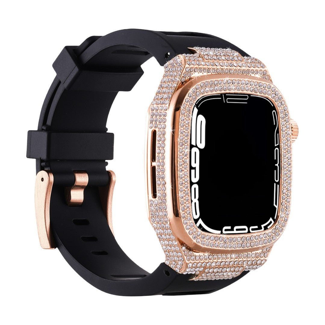 Πλήρης λαμπερή θήκη Apple Watch, βραχιόλι σιλικόνης με στρας, συμβατό με 44/45/46mm, μοντέλο Svara
