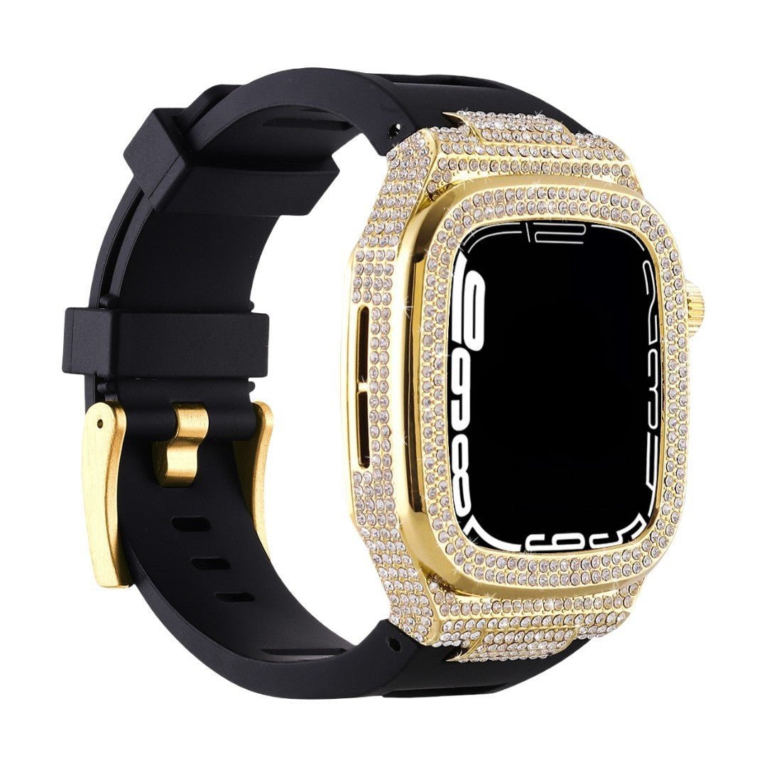 Πλήρης λαμπερή θήκη Apple Watch, βραχιόλι σιλικόνης με στρας, συμβατό με 44/45/46mm, μοντέλο Svara