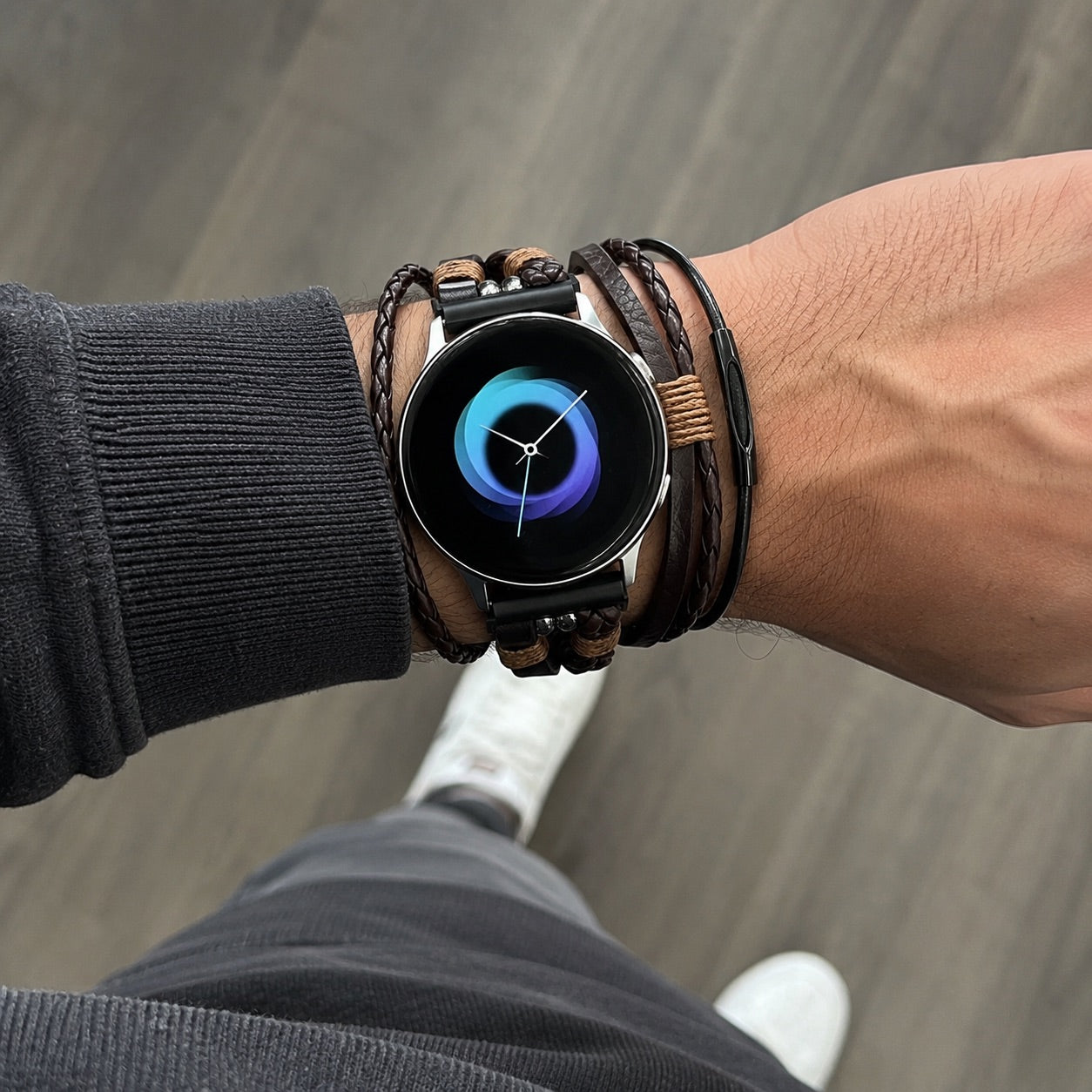 Bracelet Samsung Watch / Huawei Watch / Garmin Quick Release / Ice Watch multi-rangs, pour montre connectée, bracelet tressé, fermoir ajustable en alliage, accessoire élégant pour homme, modèle Dossé