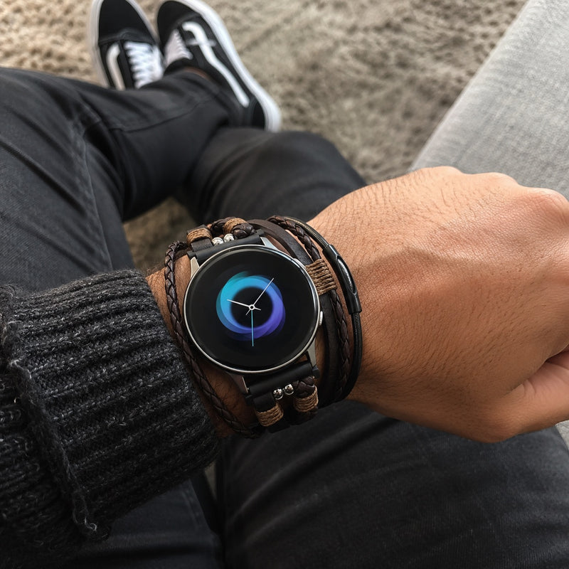 Bracelet Samsung Watch / Huawei Watch / Garmin Quick Release / Ice Watch multi-rangs, pour montre connectée, bracelet tressé, fermoir ajustable en alliage, accessoire élégant pour homme, modèle Dossé