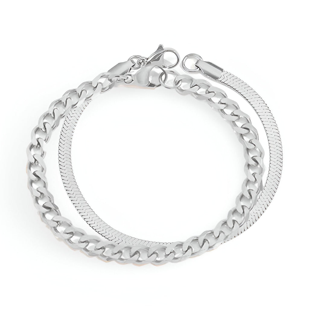 Duo de bracelets à maille, en acier inoxydable, modèle Qadira - La Boutique du Bracelet