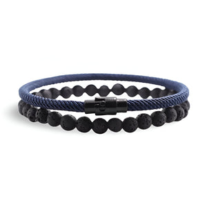 Duo de bracelets cordon et pierres naturelles, pour homme, modèle Fabiàn - La Boutique du Bracelet
