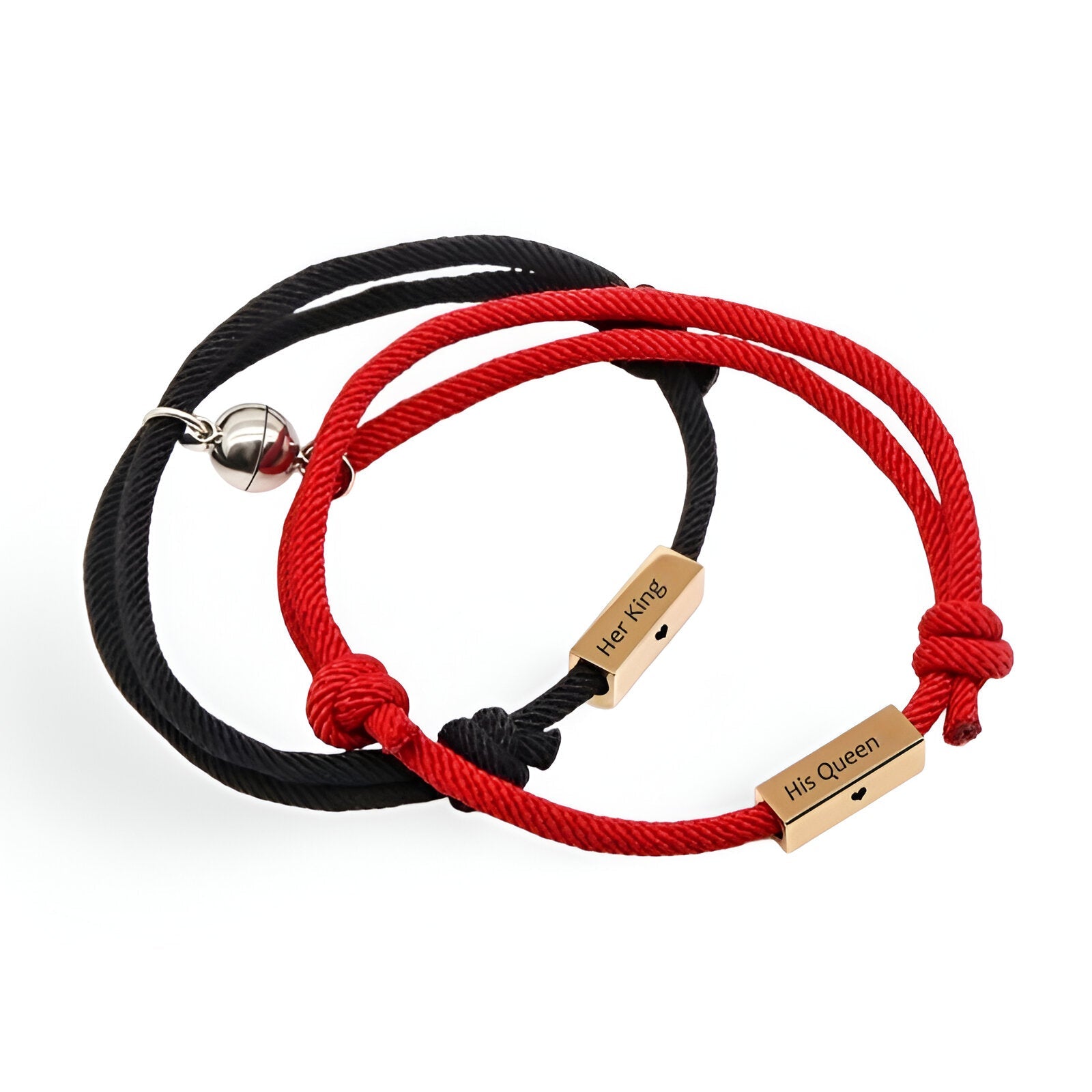 Duo de bracelets cordon personnalisée, en acier inoxydable, idéal pour les couples, modèle Jay - La Boutique du Bracelet