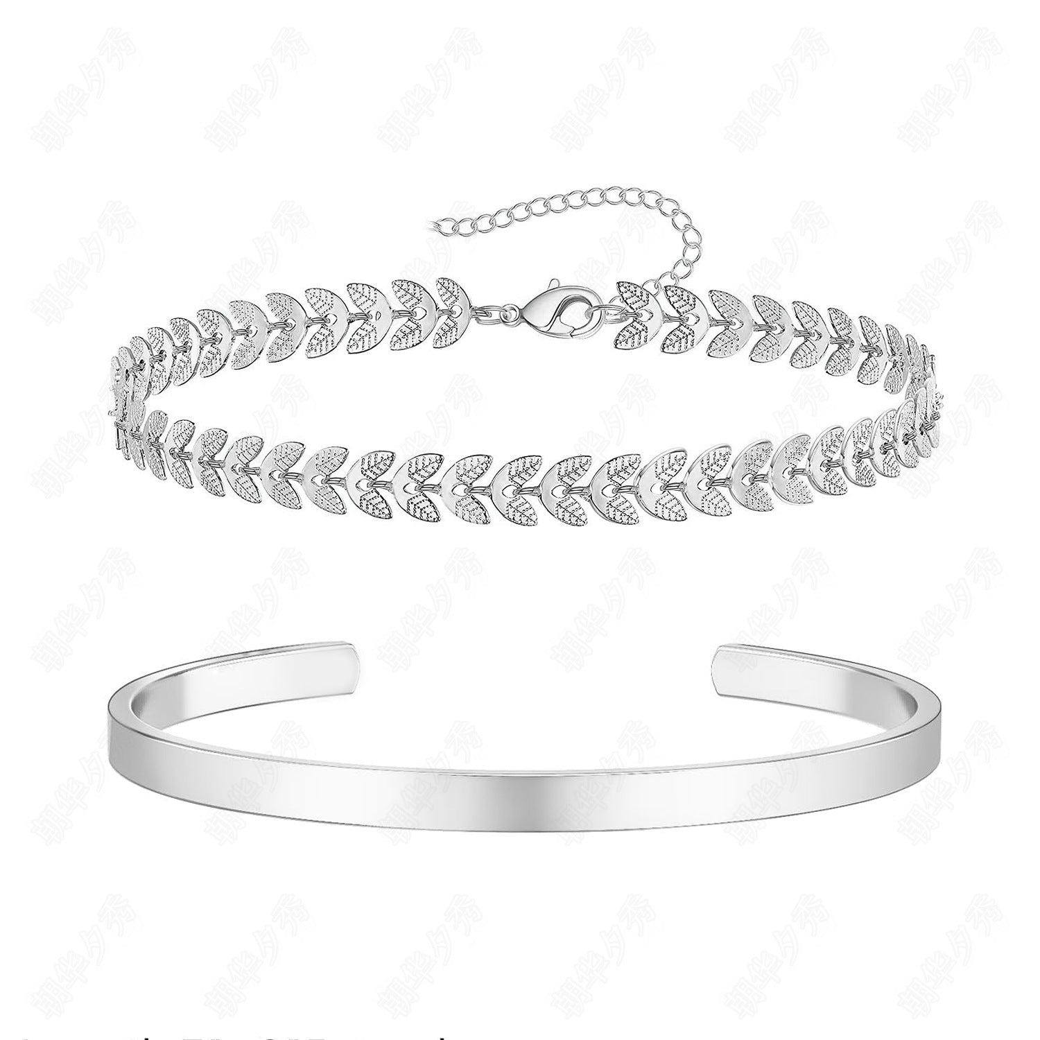 Duo de bracelets en acier inoxydable, jonc et maille, pour homme, modèle Casius - La Boutique du Bracelet