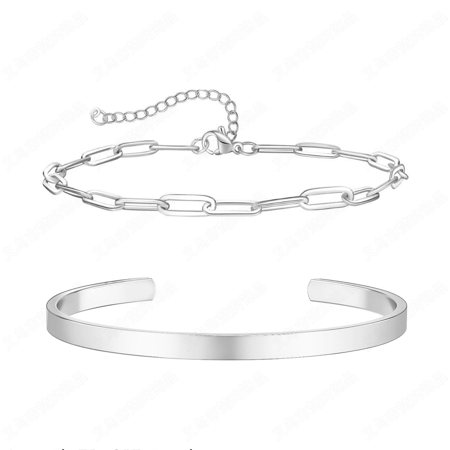 Duo de bracelets en acier inoxydable, jonc et maille, pour homme, modèle Casius - La Boutique du Bracelet