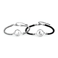 Duo de bracelets plaqué argent sterling avec pendentifs Petit Prince, gris et noir, style mixte.