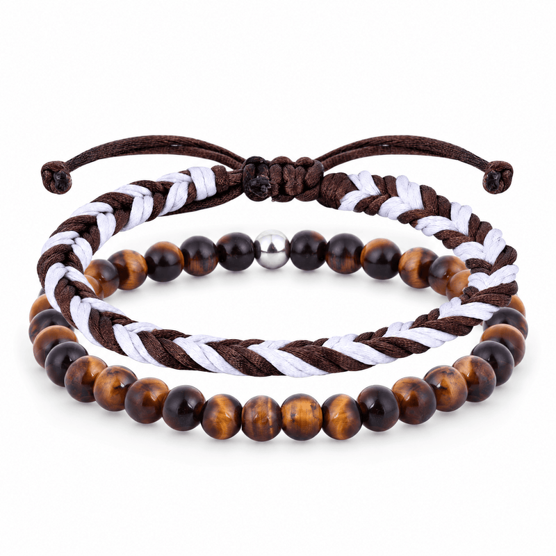 Bracelets Edouardo Oeil de tigre – packshot studio frontal sur fond blanc