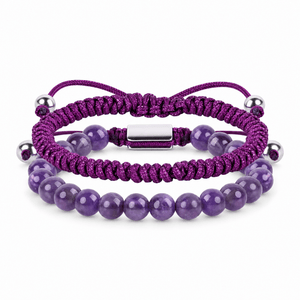 Bracelets Edouardo Améthyste – packshot studio frontal sur fond blanc