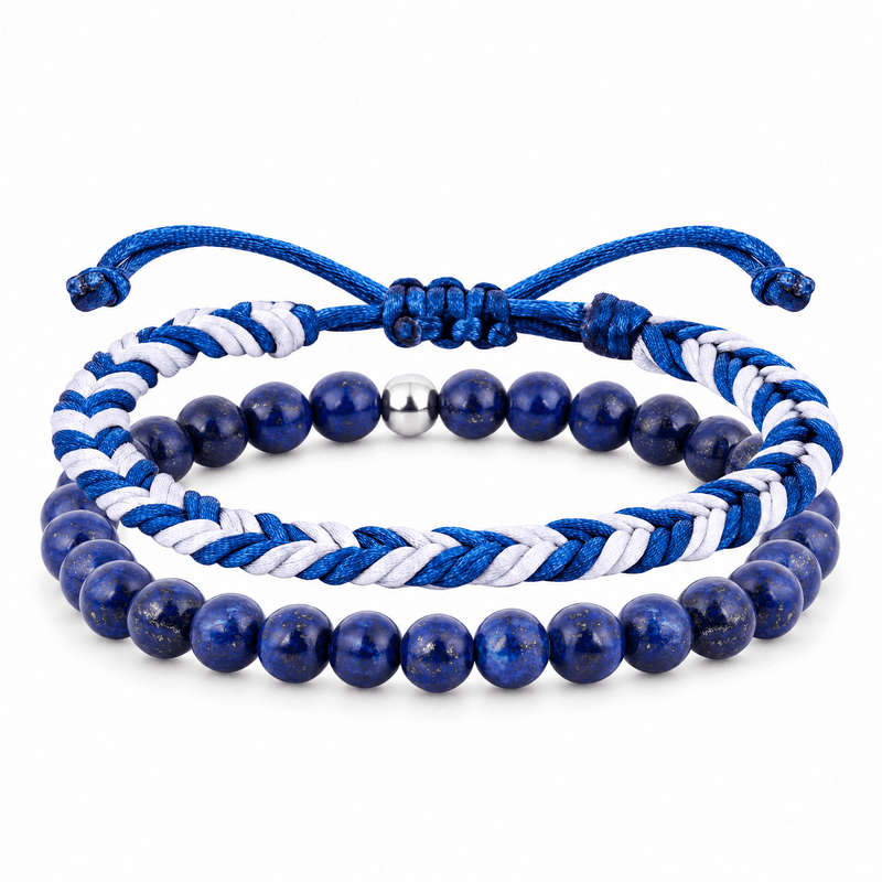 Bracelets Edouardo Lapis lazuli – packshot studio frontal sur fond blanc