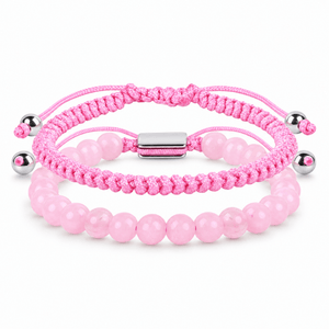Bracelets Edouardo Quartz rose – packshot studio frontal sur fond blanc