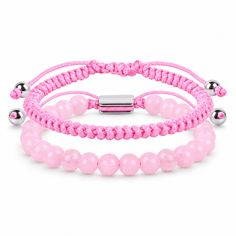 Bracelets Edouardo Quartz rose – packshot studio frontal sur fond blanc