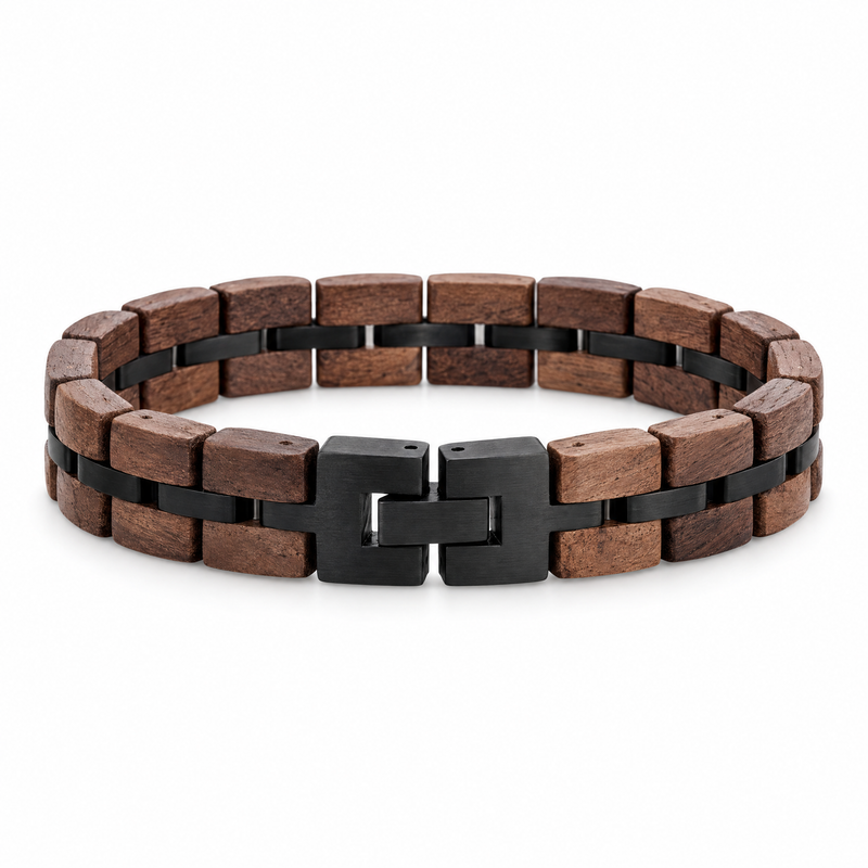 Packshot studio bracelet Édouart Marron, vue de face sur fond blanc — 8 octobre 2026