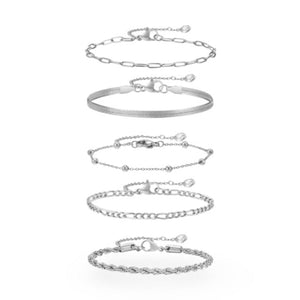 Ensemble de 5 bracelets en acier inoxydable, pour femme, modèle Fialova - La Boutique du Bracelet