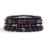 Ensemble de bracelets en bois et pierres volcaniques, pour homme, modèle Milan - La Boutique du Bracelet