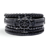 Ensemble de bracelets, en cuir, motif gouvernail, pour homme, modèle Finley - La Boutique du Bracelet