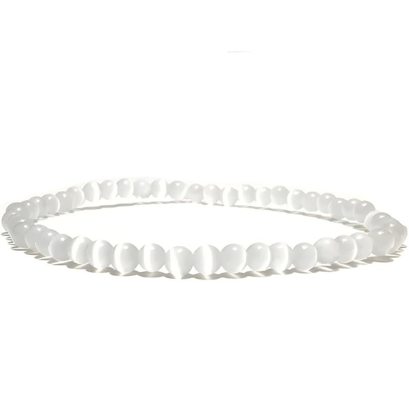 Bracelet tibétain gris en perles œil de chat, finition lisse et brillante, pour homme.