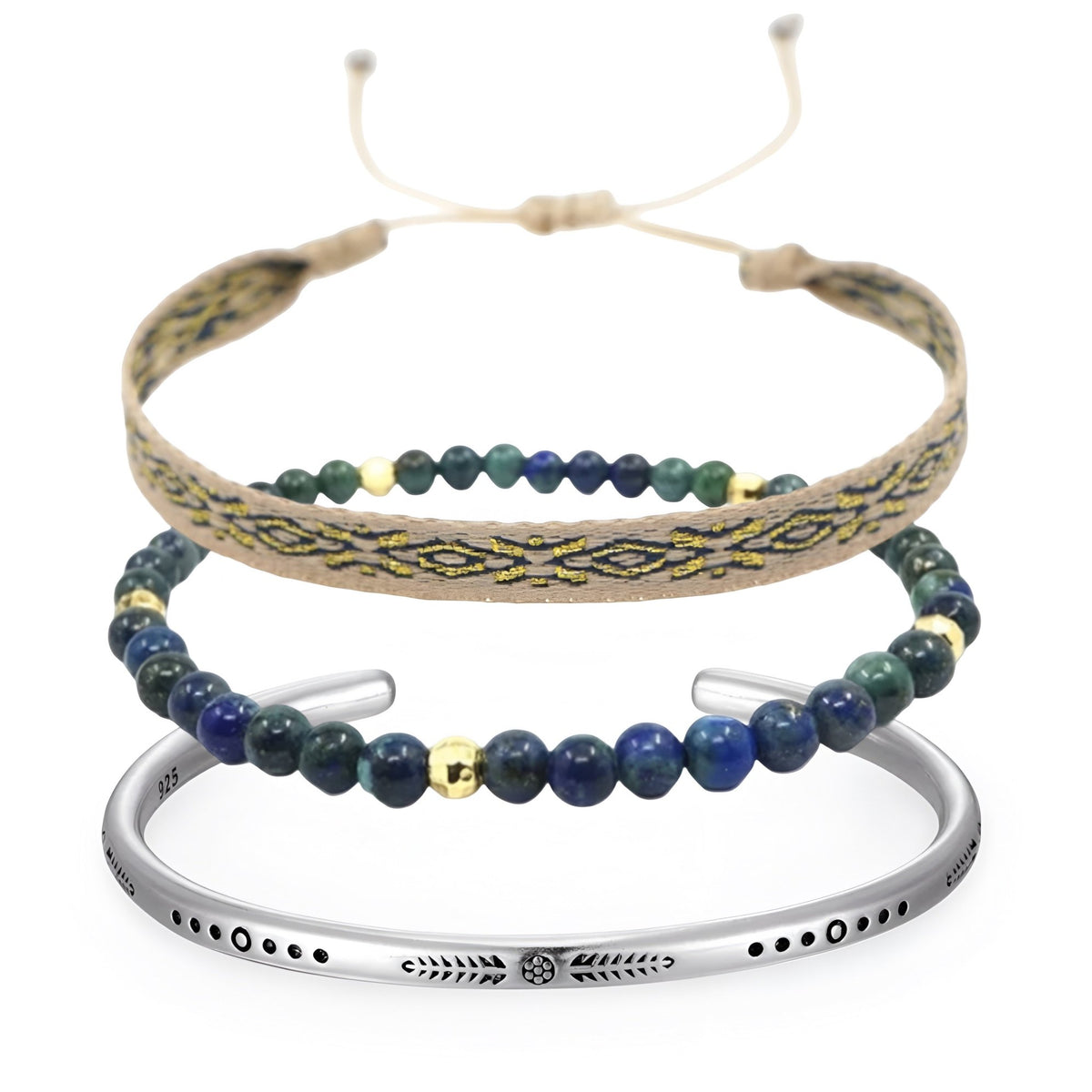 Bracelet Fin En Argent Et Lapis-lazuli – Pièce Unique Artisanale Népal/Tibet, Comme Neuf