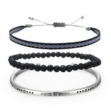 Ensemble de bracelets, pierres volcaniques et cuivre, pour homme, modèle Steven - La Boutique du Bracelet
