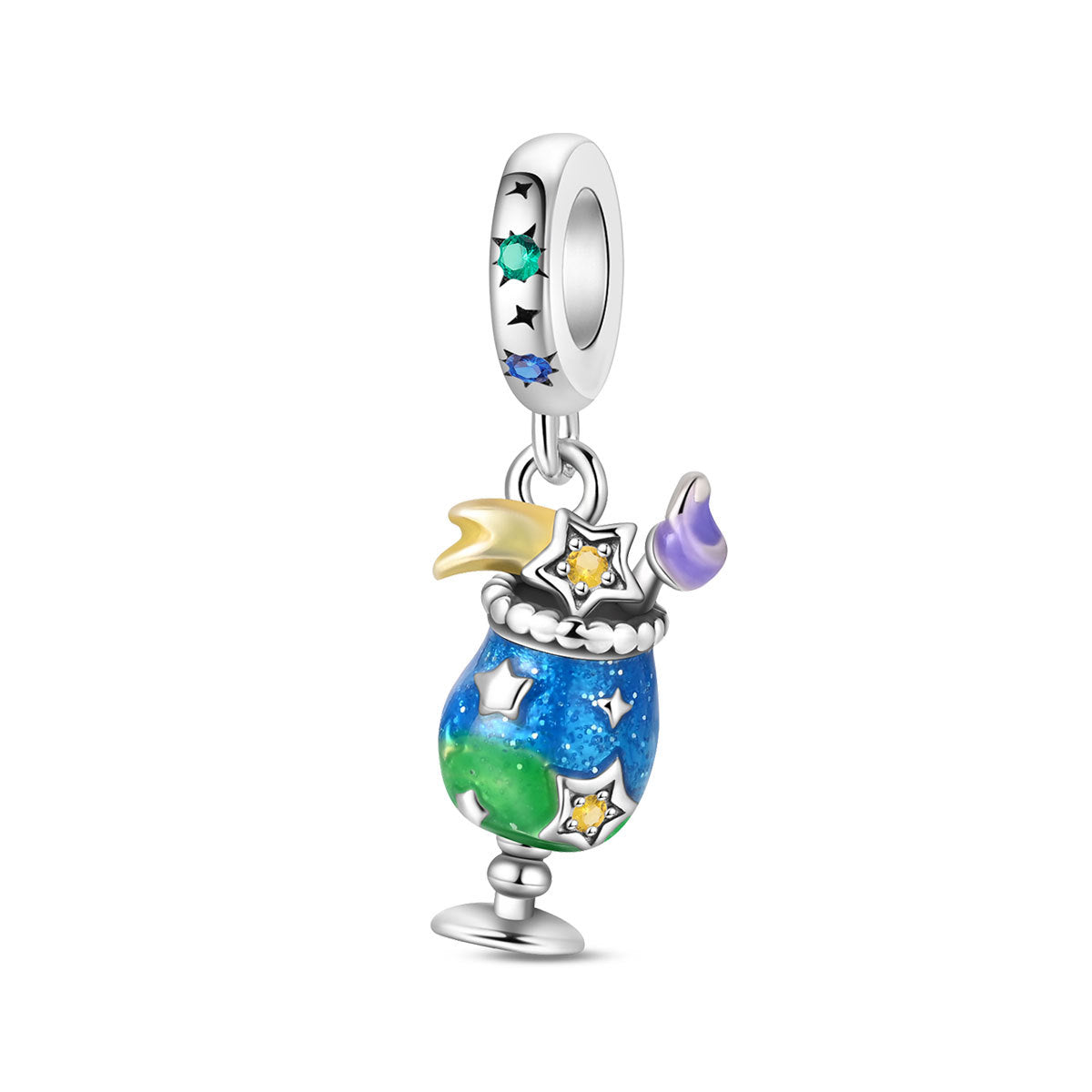 Charm, Pendentif fête et festivités en argent, pour femme, modèle Cocktail Étoilé