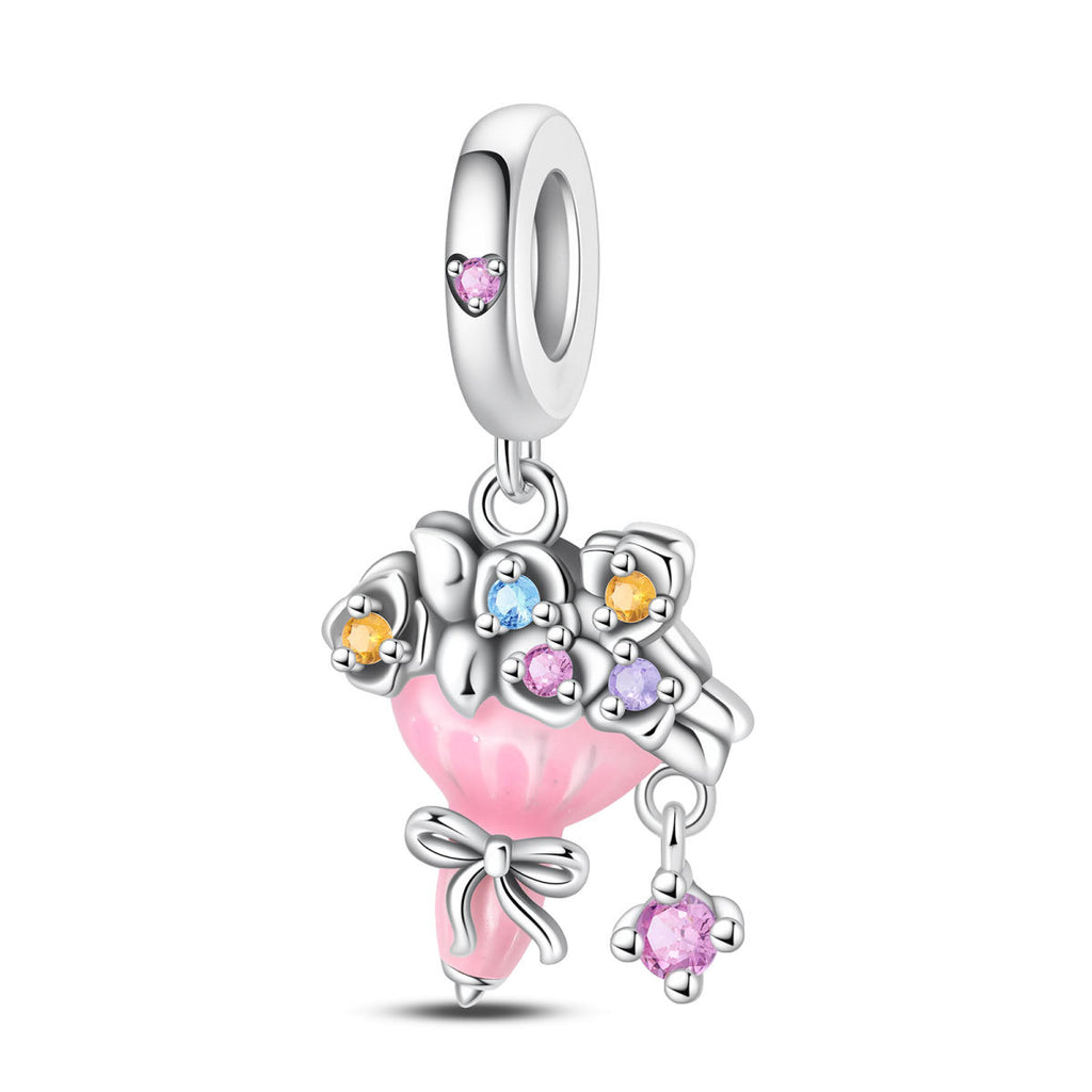 Charm, pendente festa e festività in argento, per donna, modello Bouquet di Fiori