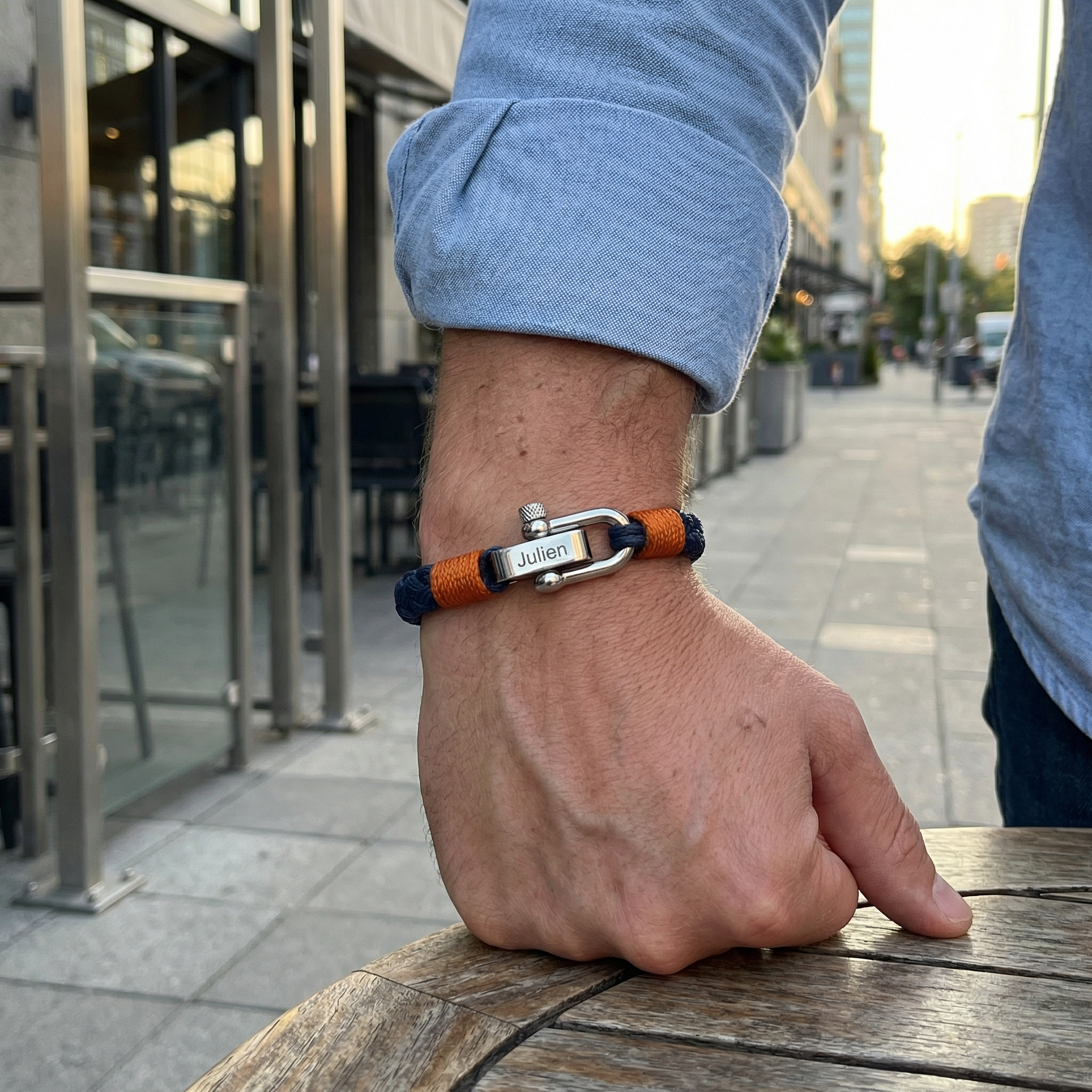 Bracelet personnalisé à mousqueton, pour homme, modèle Lucas