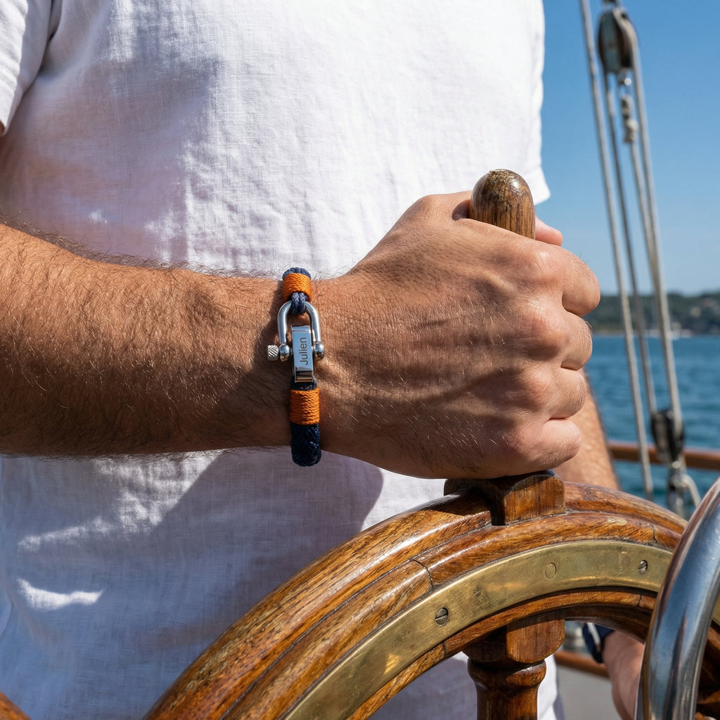 Bracelet personnalisé à mousqueton, pour homme, modèle Lucas