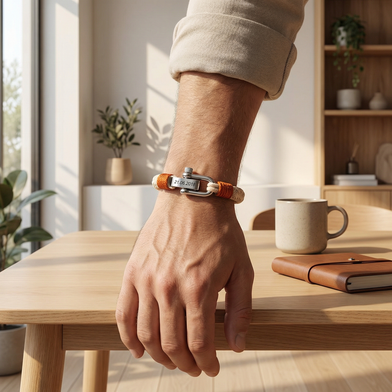 Bracelet personnalisé à mousqueton, pour homme, modèle Lucas