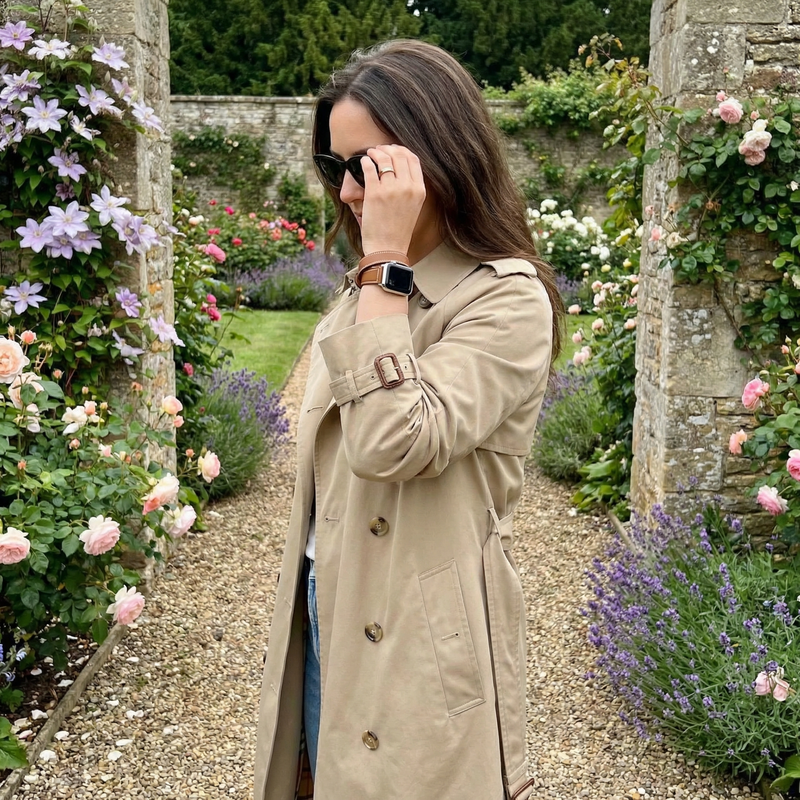 Apple Watch bracelet, leather, double wrap, for women, Ermione model