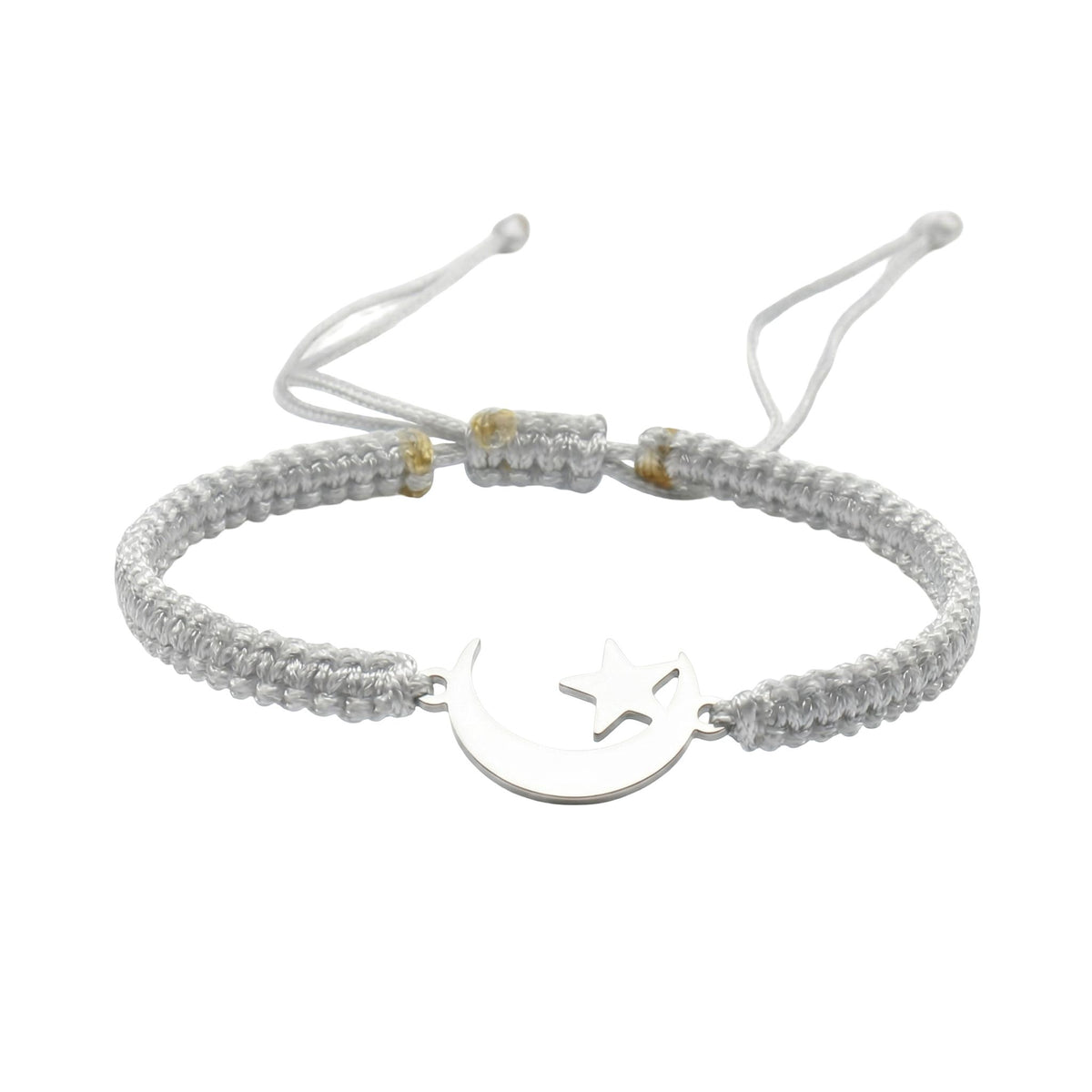 Hilal Bracelet in Stainless Steel and Nylon, Durable Braided Cord, Elegant Faith Symbol, Eman Model