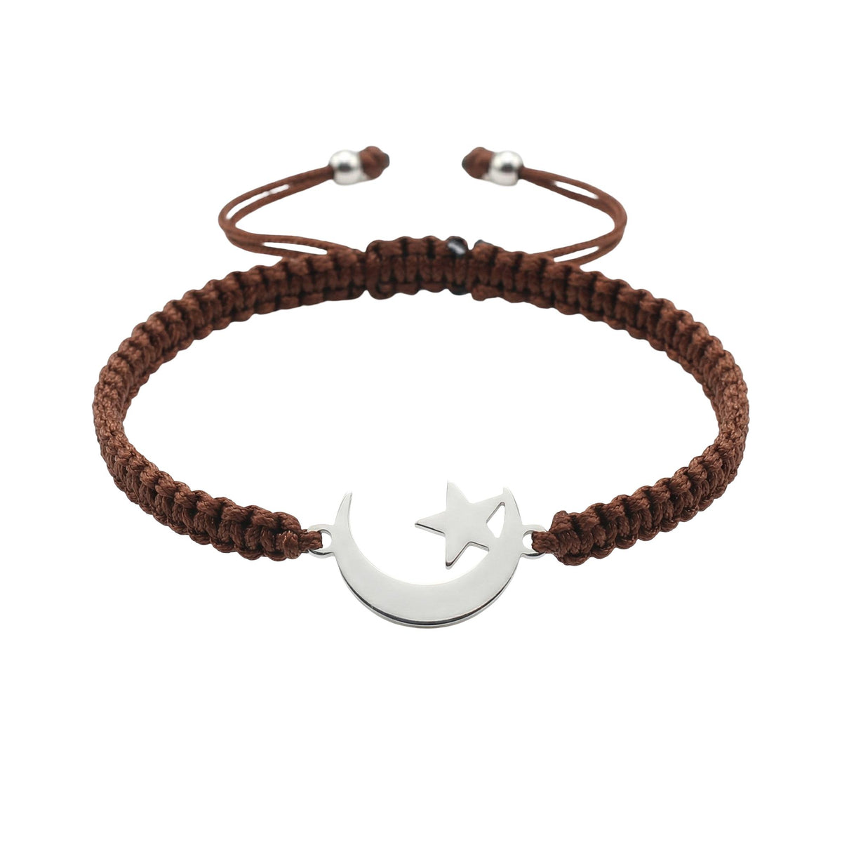 Hilal Bracelet in Stainless Steel and Nylon, Durable Braided Cord, Elegant Faith Symbol, Eman Model