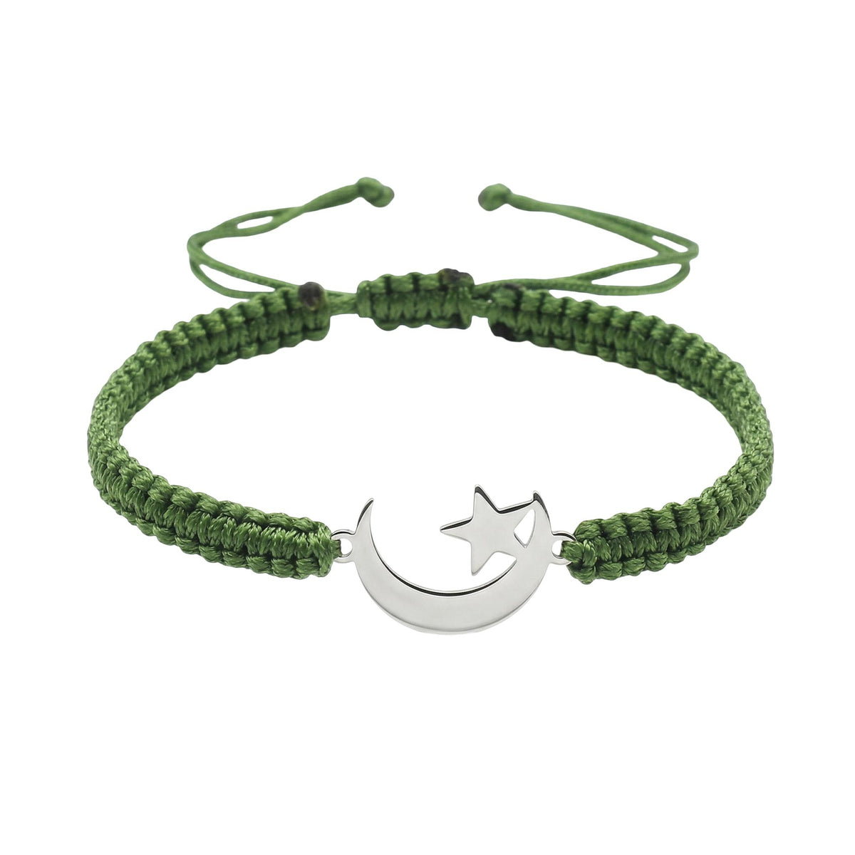 Hilal Bracelet in Stainless Steel and Nylon, Durable Braided Cord, Elegant Faith Symbol, Eman Model