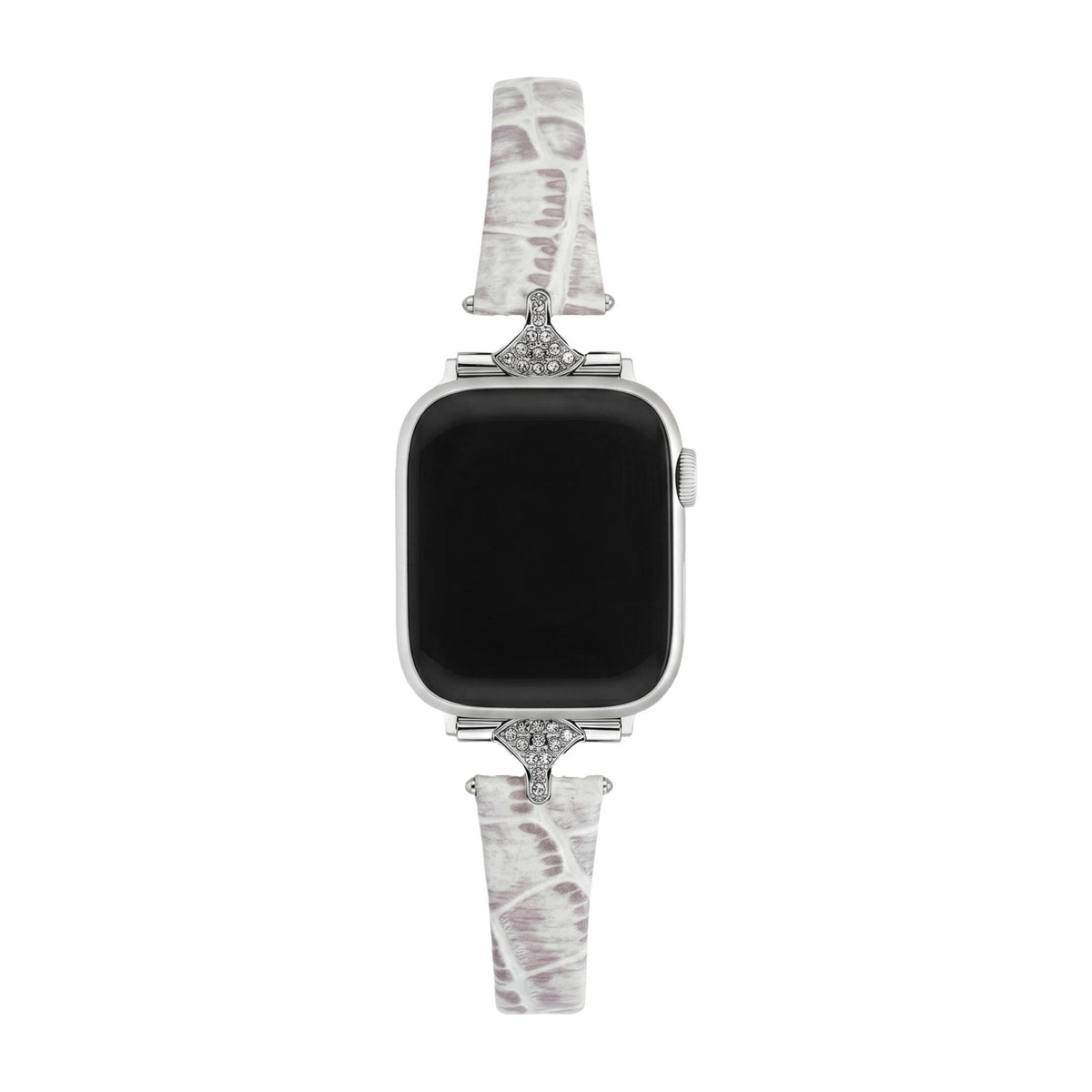Bracciale sottile da donna, similpelle effetto coccodrillo, connettori con strass brillanti, compatibile con Apple Watch, eleganza al polso, modello Crozia