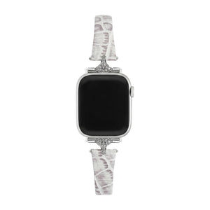 Elegant damearmbånd, imiteret læder med krokodillelook, skinnende strassforbindelser, kompatibel med Apple Watch, elegance til håndleddet, model Crozia