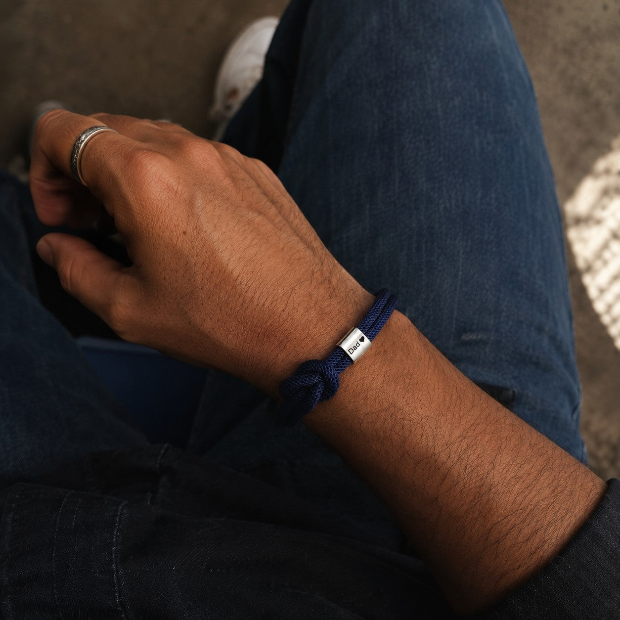 Bracelet nœud marin en nylon, fermoir magnétique en acier inoxydable, gravure personnalisée offerte, modèle Nono