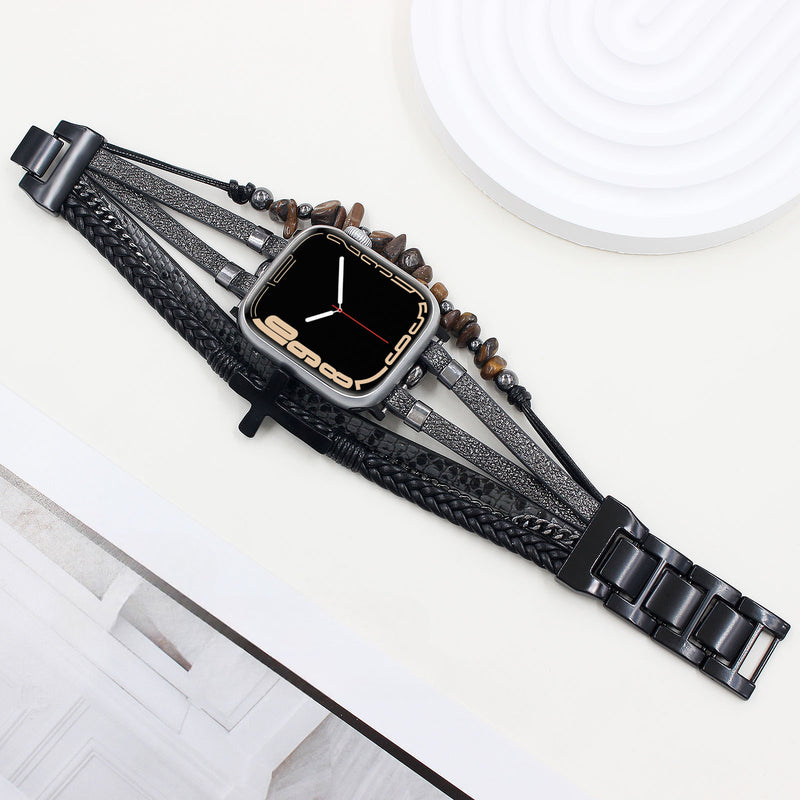 Bracelet Apple Watch multirangs avec croix chrétienne, détails contrastés, chaîne élégante, ajustement rapide, Kléder