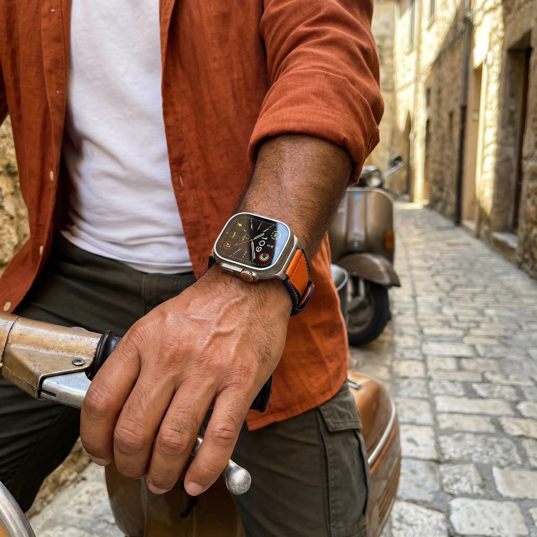 Apple Watch Armband aus echtem Leder, klassische Dornschließe, elegantes Herren-Accessoire, Armband für Smartwatch, raffinierter urbaner Stil, Modell Horsé