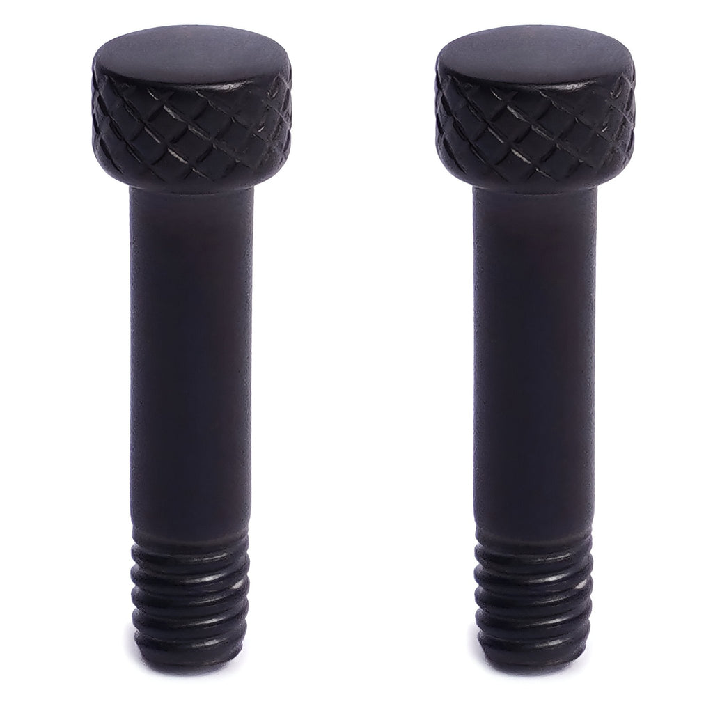 Lot de 2 vis de manille noires à tête ronde texturée et filetage partiel.