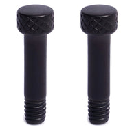 Lot de 2 vis de manille noires à tête ronde texturée et filetage partiel.