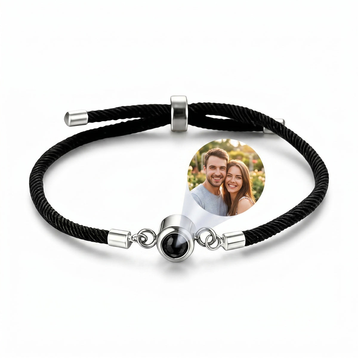 Personalisierbares Kordelarmband mit Fotoprojektion, vergoldet oder versilbert, Modell Lenzou