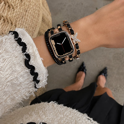 Multi-strand Apple Watch Bracelet, adjustable link design with butterfly charm, chic and elegant, Zoune model