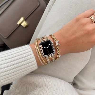 Multi-strand Apple Watch Bracelet, adjustable link design with butterfly charm, chic and elegant, Zoune model