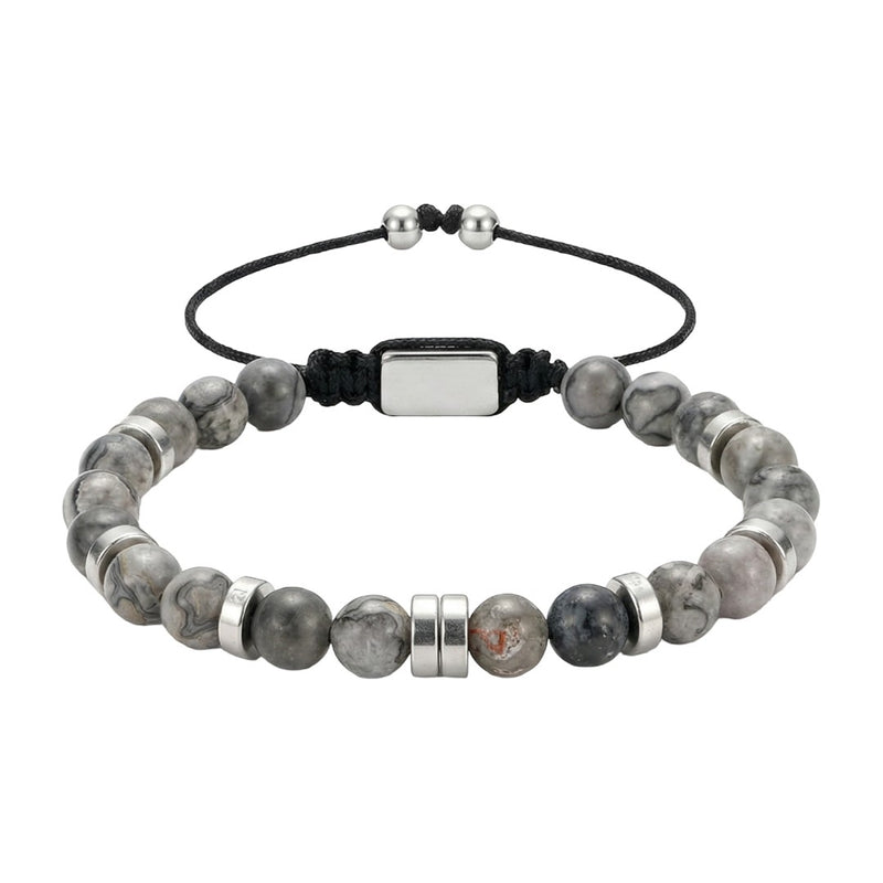 Personalized bracelet made of natural stones 6 mm, beaded bracelet with adjustable cord, raw and elegant look, Kalère model
