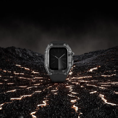 Protection boîtier Apple Watch Ultra en TPU noir mat, design robuste avec angles renforcés, bracelet intégré souple et.