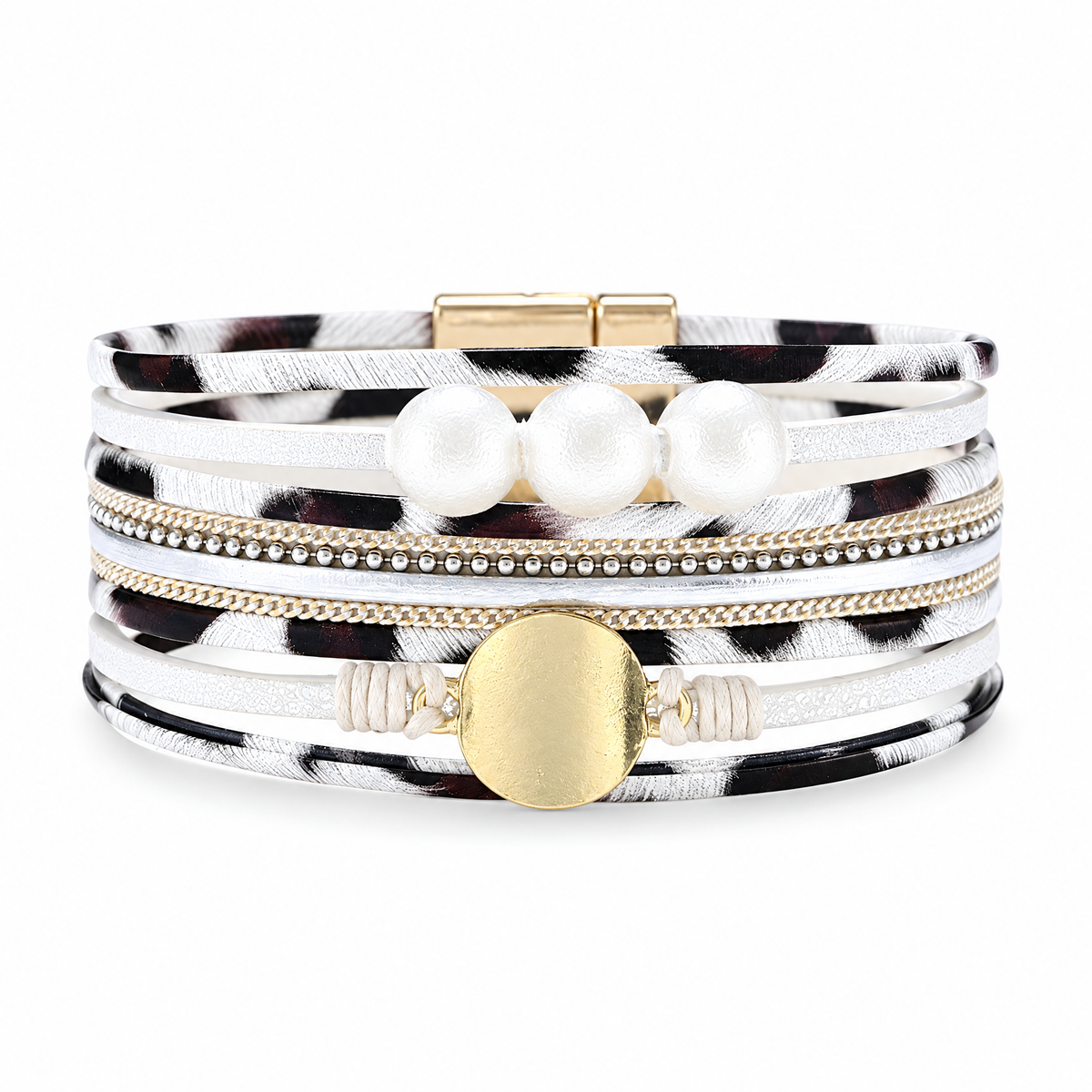 Packshot studio bracelet Saria Blanc, vue de face sur fond blanc — 8 octobre 2026