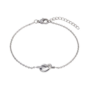 Bracelet couple en acier inoxydable, nœud cœur symbolique, chaîne fine ajustable, modèle Knot